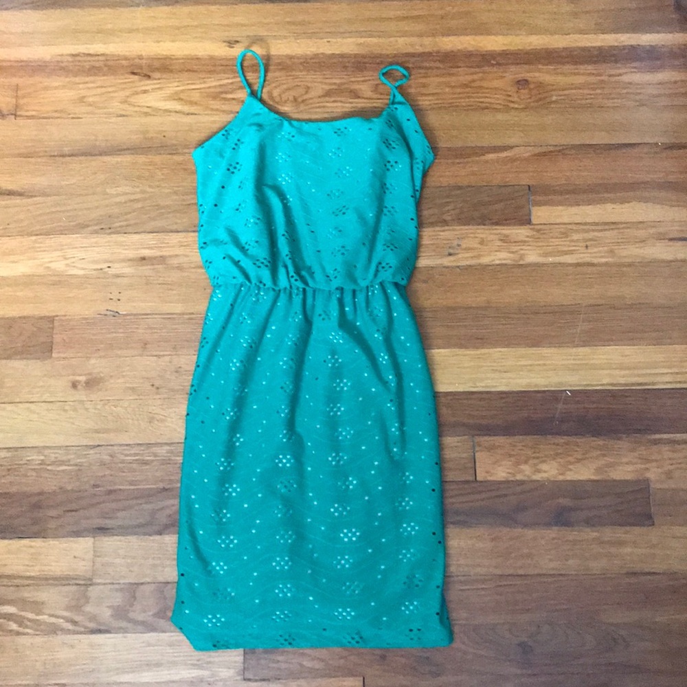 Green spaghetti strap dress